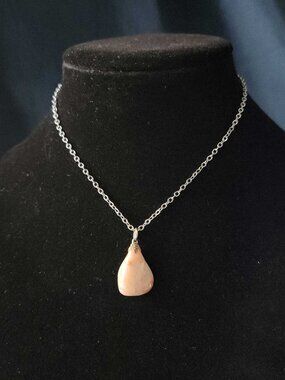 Pink natural stone necklace with a small silver chain